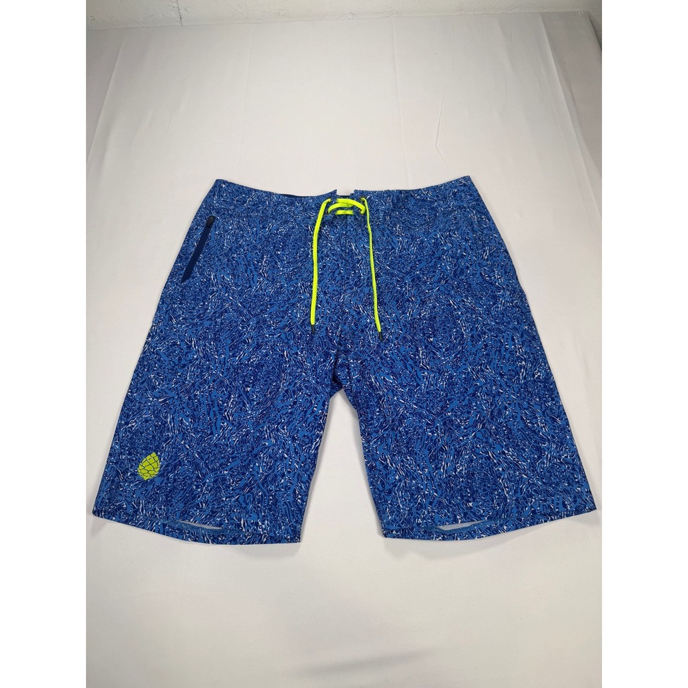 Stio Mens Eddy Boardshorts Wild Sky Wacky Waves Blue Swim Shorts 35 200131